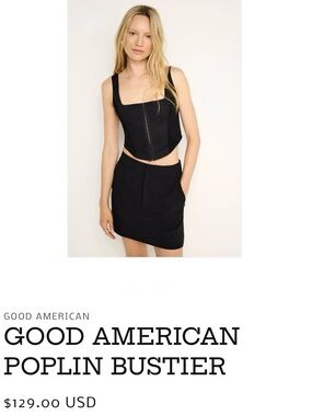 Good American Black Poplin Bustier Top- size M